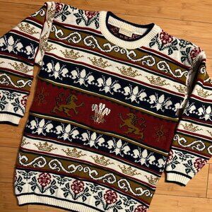 NATURAL Sweater England Multicolored Embroidered Prince of Whales